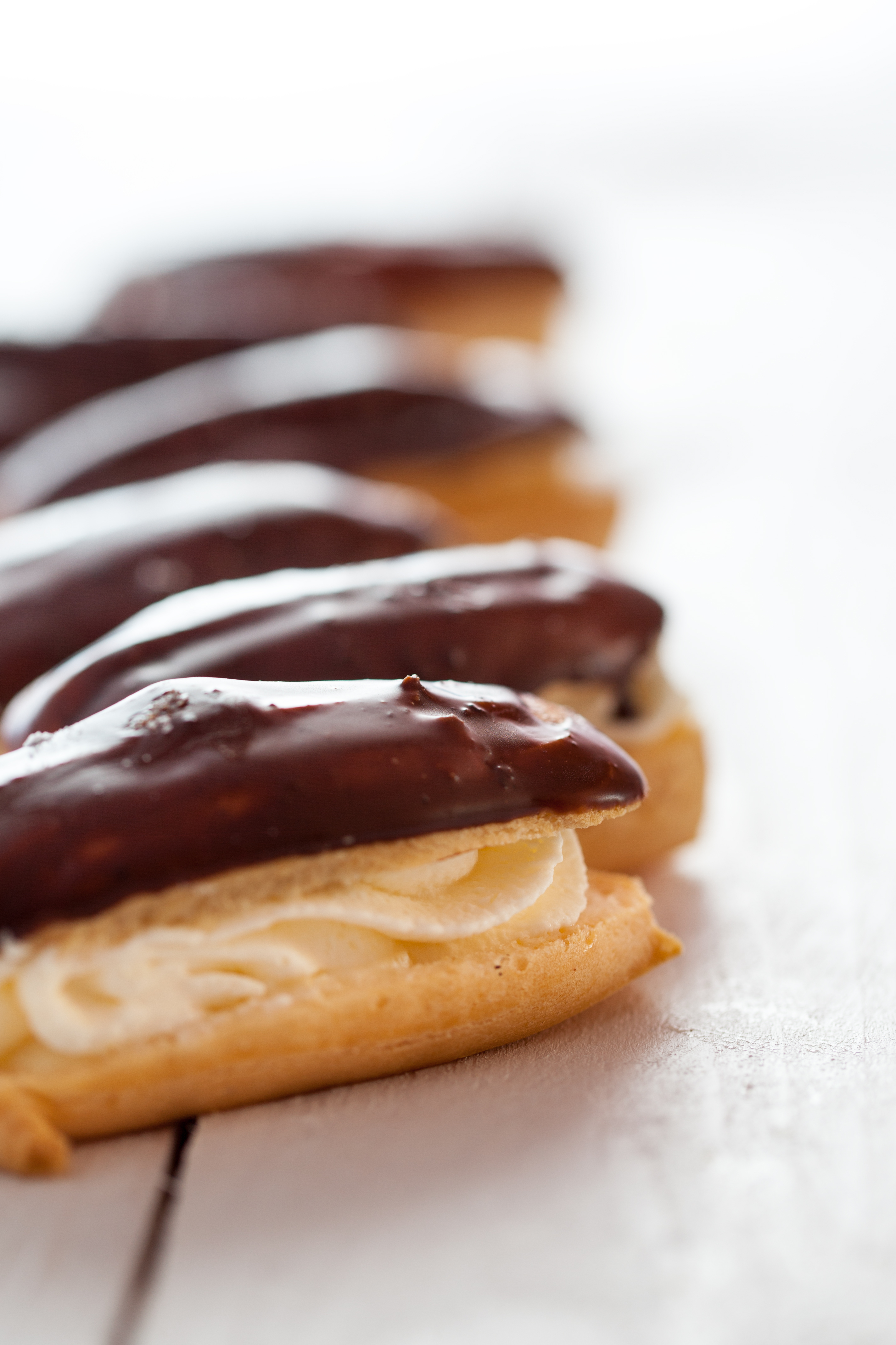 Chocolate Eclairs with Custard Filling