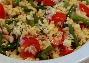 Salad: Orzo with Corn, Green Beans, Tomatoes