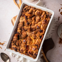 Overnight Eggnog French Toast Casserole with Streusel Topping