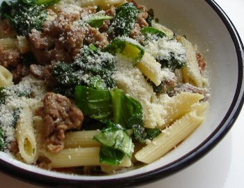 Sausage Meat and Spinach Pasta